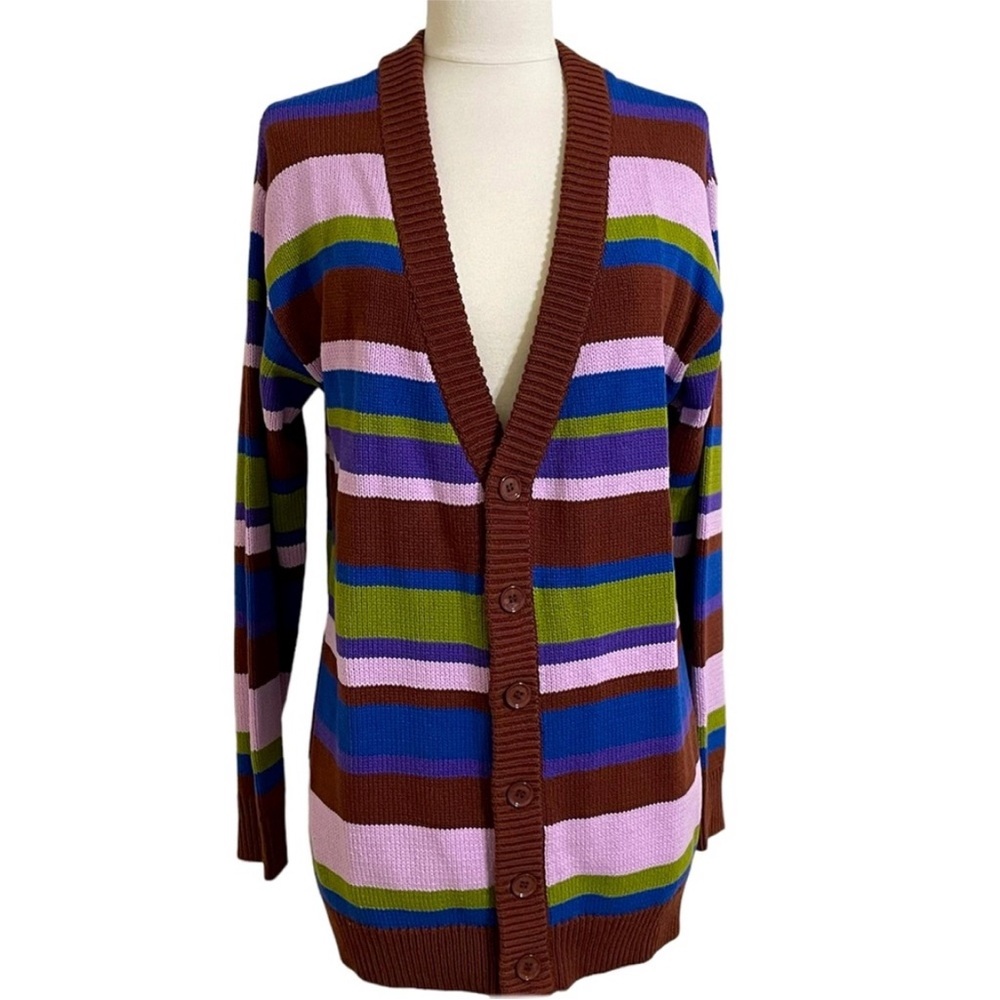 New BP. NORDSTROM Oversized Striped Retro Vibe Knit Cardigan Unisex Small